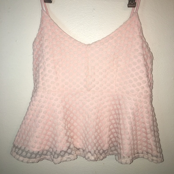 Charlotte Russe Tops - Charlotte Russe baby pink dot detail peplum
